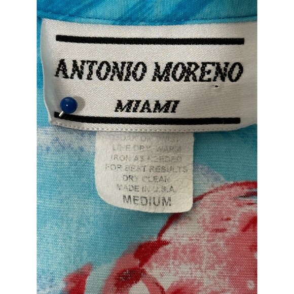 Vintage Antonio Moreno Miami Mini Dress Short Sleeve Tropical Blue Womens Size M - Picture 4 of 6